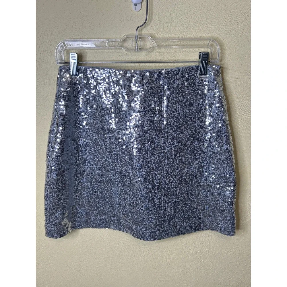 Tipsy Elves Silver Sequin Mini Skirt Party Holiday Sparkle Size‎ Medium